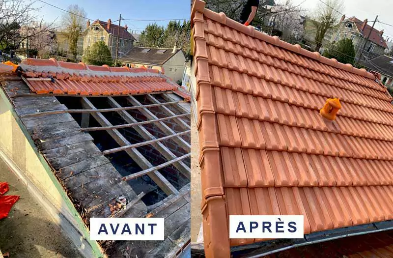 Chantier de couverture à Paris
